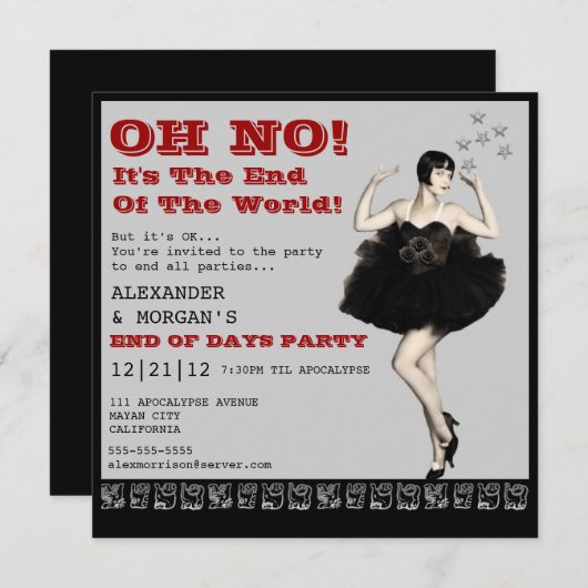 世界のパーティの招待状の端 招待状 (正面/裏面)