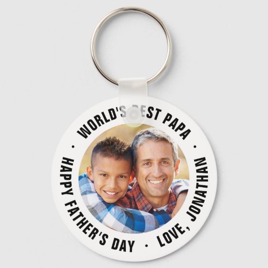 世界のパ最高のパ父の日の写真のギフト キーホルダー (正面)