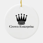 世界のビジネスのロゴに赤いカスタムベージュの喜び セラミックオーナメント (裏面)