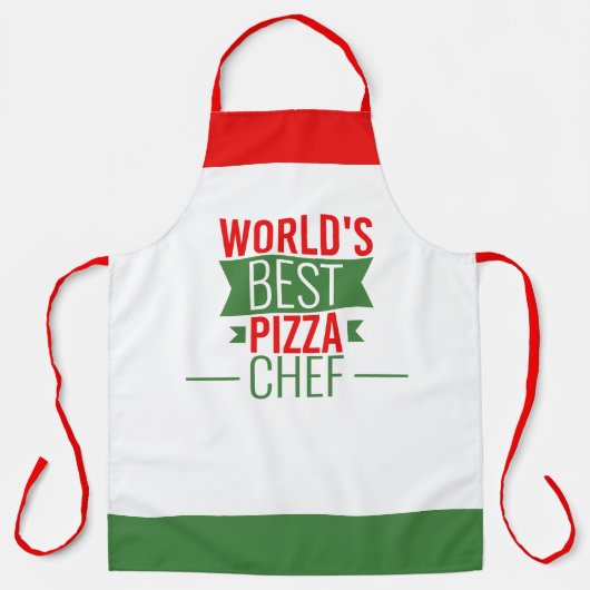 世界のピザ最高のシェフ-赤白緑 エプロン (正面)