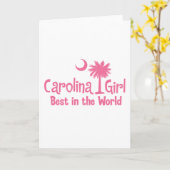 世界のピンクのカロライナの女の子のベスト カード (黄色い花)