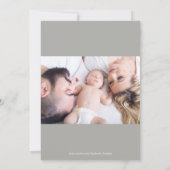 世界のピンク色の灰色の誕生のお知らせへようこそ 招待状 (裏面)