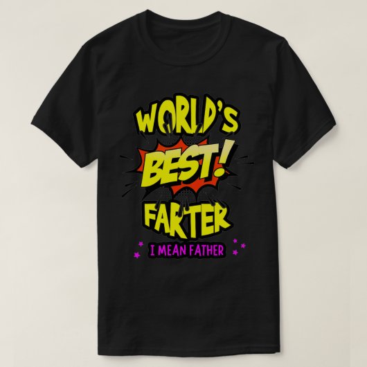 世界のファーター最高のIは父の日の漫画イエロー Tシャツ (デザイン正面)