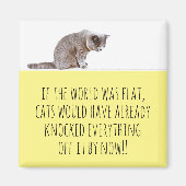 世界のフラットキャッツが全てを冷蔵庫から抜けおもしろい出す マグネット (正面)