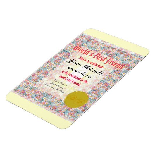 世界のフレンド最高の証明書を作成 マグネット (左側)