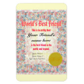 世界のフレンド最高の証明書を作成 マグネット (縦)