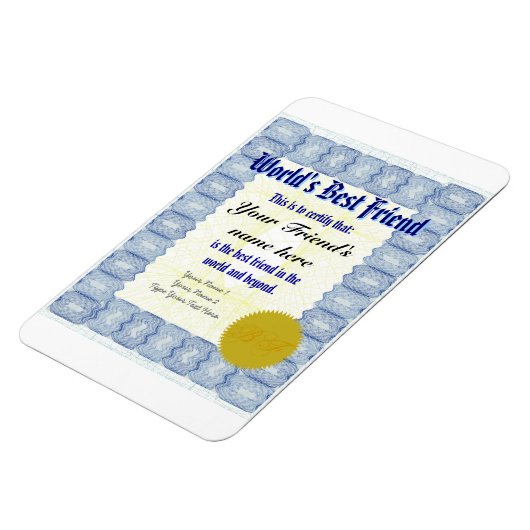 世界のフレンド最高の証明書を作成 マグネット (左側)