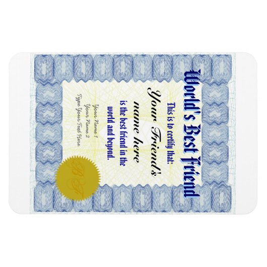 世界のフレンド最高の証明書を作成 マグネット (横)