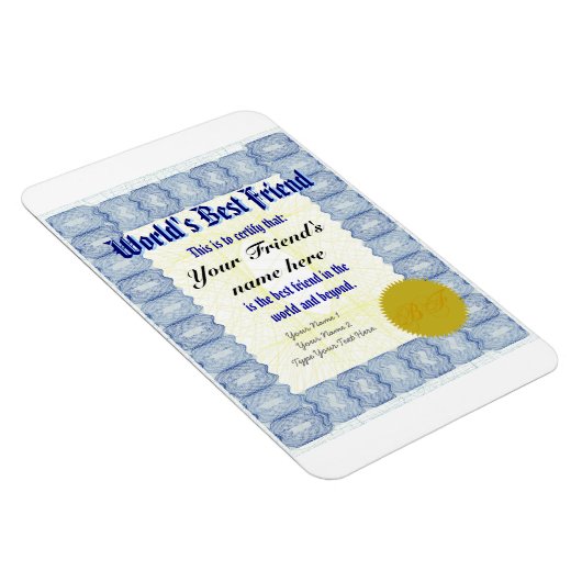 世界のフレンド最高の証明書を作成 マグネット (右側)