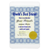 世界のフレンド最高の証明書を作成 マグネット (縦)