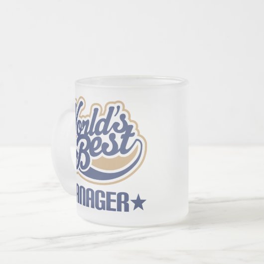 世界のベストのマネージャー フロストグラスマグカップ (正面左)