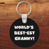 世界のベスト米国東部標準時刻のおばあさんの白い文字のTシャツのギフト キーホルダー (正面)