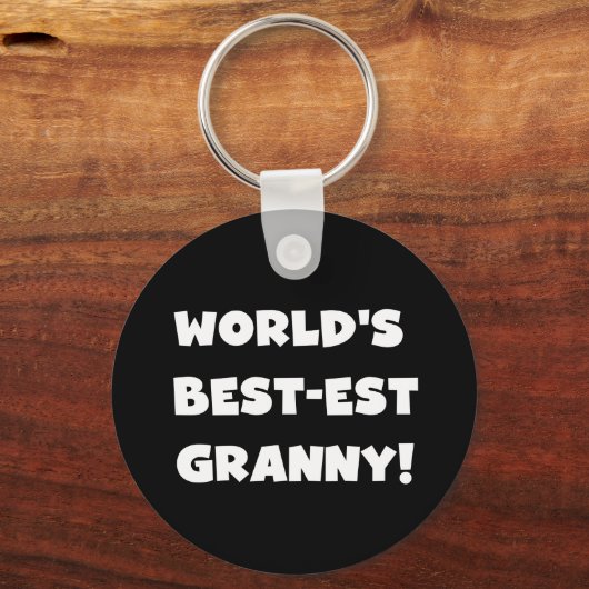 世界のベスト米国東部標準時刻のおばあさんの白い文字のTシャツのギフト キーホルダー (正面)