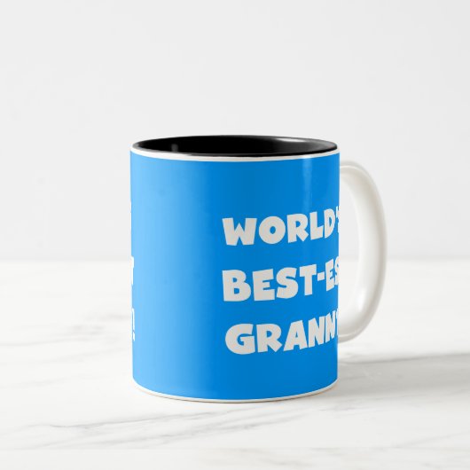 世界のベスト米国東部標準時刻のおばあさんの白い文字のTシャツのギフト ツートーンマグカップ (正面右)