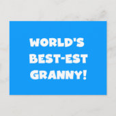 世界のベスト米国東部標準時刻のおばあさんの白い文字のTシャツのギフト ポストカード (正面)