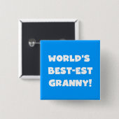 世界のベスト米国東部標準時刻のおばあさんの白い文字のTシャツのギフト 缶バッジ (正面&裏面)