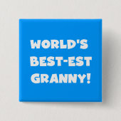 世界のベスト米国東部標準時刻のおばあさんの白い文字のTシャツのギフト 缶バッジ (正面)