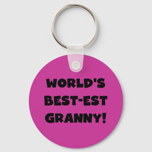 世界のベスト米国東部標準時刻のおばあさんの黒の文字のTシャツのギフト キーホルダー (正面)