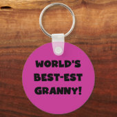 世界のベスト米国東部標準時刻のおばあさんの黒の文字のTシャツのギフト キーホルダー (正面)