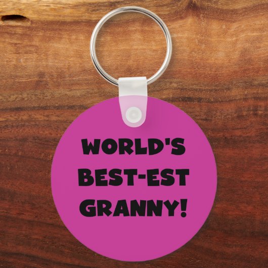 世界のベスト米国東部標準時刻のおばあさんの黒の文字のTシャツのギフト キーホルダー (正面)