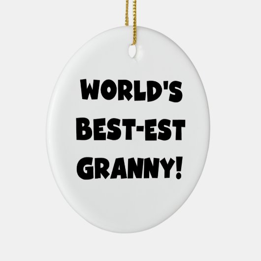 世界のベスト米国東部標準時刻のおばあさんの黒の文字のTシャツのギフト セラミックオーナメント (右)