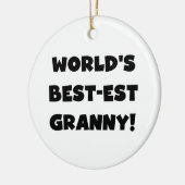 世界のベスト米国東部標準時刻のおばあさんの黒の文字のTシャツのギフト セラミックオーナメント (左)