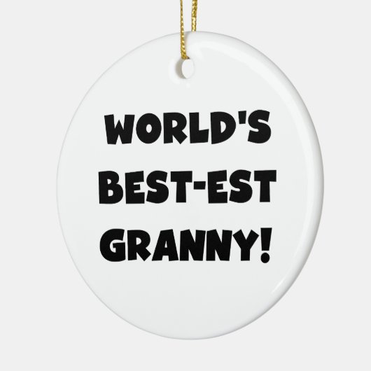 世界のベスト米国東部標準時刻のおばあさんの黒の文字のTシャツのギフト セラミックオーナメント (左)