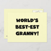 世界のベスト米国東部標準時刻のおばあさんの黒の文字のTシャツのギフト ポストカード (正面/裏面)