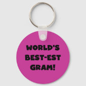 世界のベスト米国東部標準時刻のグラムの黒の文字のTシャツおよびギフト キーホルダー (正面)