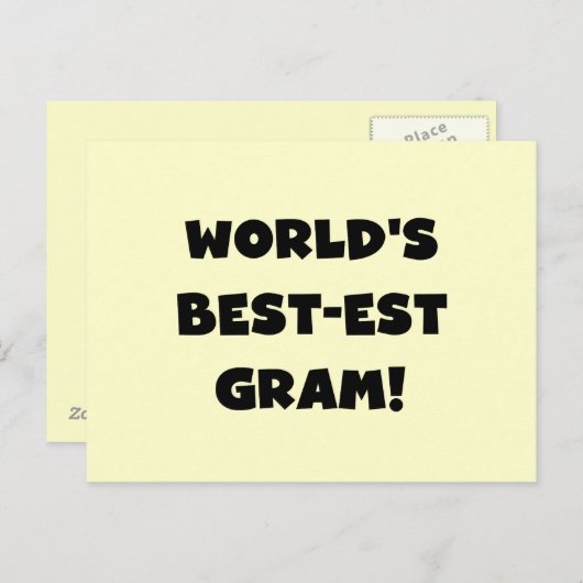 世界のベスト米国東部標準時刻のグラムの黒の文字のTシャツおよびギフト ポストカード (正面/裏面)