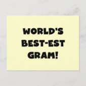 世界のベスト米国東部標準時刻のグラムの黒の文字のTシャツおよびギフト ポストカード (正面)