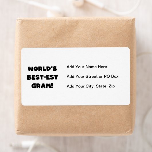 世界のベスト米国東部標準時刻のグラムの黒の文字のTシャツおよびギフト ラベル (インサイチュ)