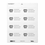 世界のベスト米国東部標準時刻のグラムの黒の文字のTシャツおよびギフト ラベル (フルシート)