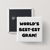 世界のベスト米国東部標準時刻のグラムの黒の文字のTシャツおよびギフト 缶バッジ (正面&裏面)