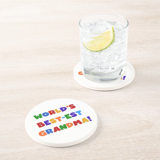 世界のベスト米国東部標準時刻の祖母の明るいTシャツおよびギフト コースター (側面)
