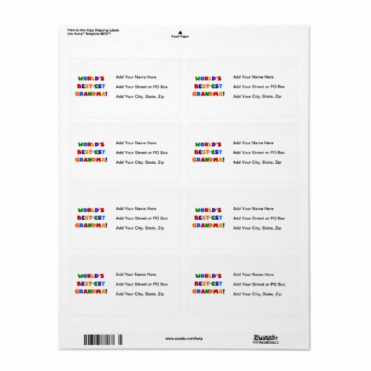 世界のベスト米国東部標準時刻の祖母の明るいTシャツおよびギフト ラベル (フルシート)