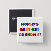 世界のベスト米国東部標準時刻の祖母の明るいTシャツおよびギフト 缶バッジ (正面&裏面)