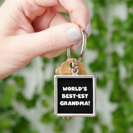 世界のベスト米国東部標準時刻の祖母の白い文字のギフト キーホルダー (手)