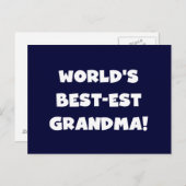 世界のベスト米国東部標準時刻の祖母の白い文字のギフト ポストカード (正面/裏面)