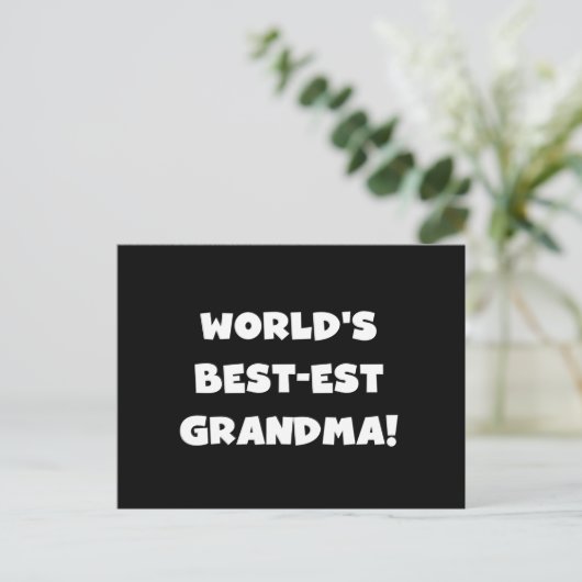 世界のベスト米国東部標準時刻の祖母の白い文字のギフト ポストカード (スタンド正面)