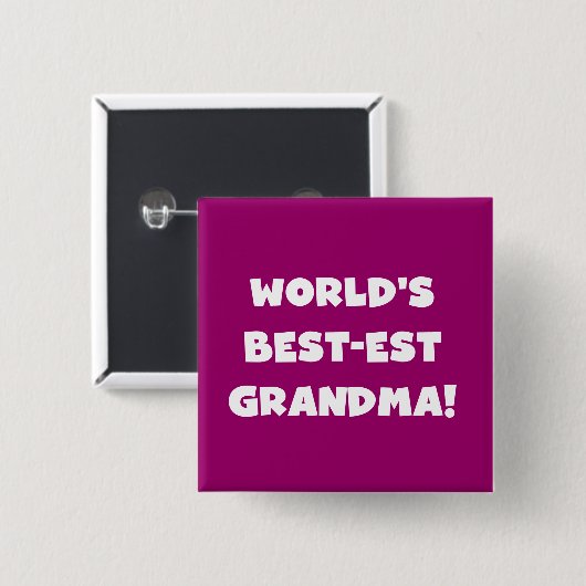 世界のベスト米国東部標準時刻の祖母の白い文字のギフト 缶バッジ (正面&裏面)