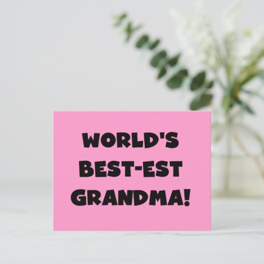 世界のベスト米国東部標準時刻の祖母の黒のTシャツおよびギフト ポストカード (スタンド正面)