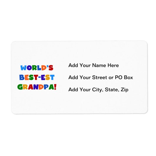 世界のベスト米国東部標準時刻の祖父明るい色のギフト ラベル (正面)