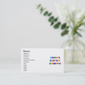 世界のベスト米国東部標準時刻の祖父明るい色のギフト 名刺 (スタンド正面)