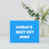 世界のベスト米国東部標準時刻のMimi白い文字のTシャツのギフト ポストカード (スタンド正面)