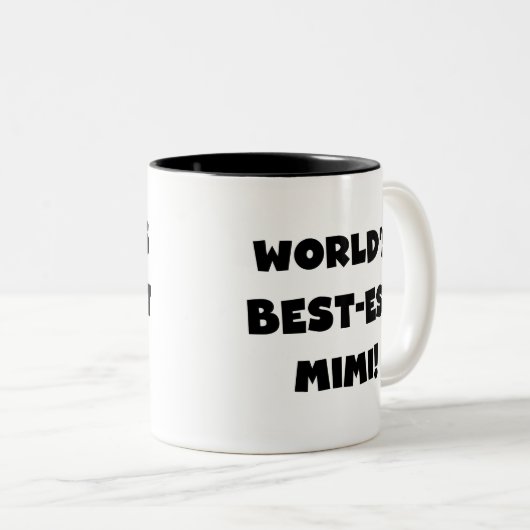 世界のベスト米国東部標準時刻のMimi黒い文字のTシャツおよびギフト ツートーンマグカップ (正面右)