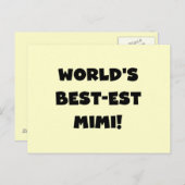 世界のベスト米国東部標準時刻のMimi黒い文字のTシャツおよびギフト ポストカード (正面/裏面)