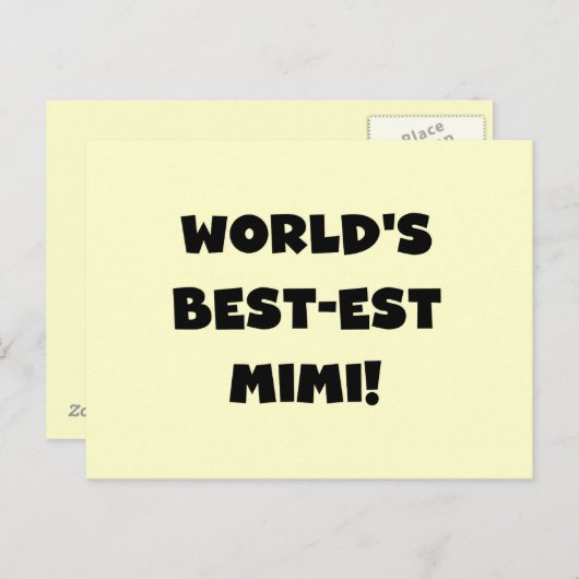 世界のベスト米国東部標準時刻のMimi黒い文字のTシャツおよびギフト ポストカード (正面/裏面)