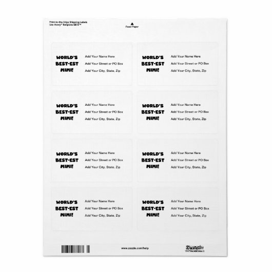 世界のベスト米国東部標準時刻のMimi黒い文字のTシャツおよびギフト ラベル (フルシート)