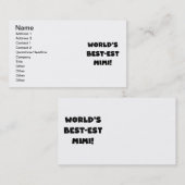 世界のベスト米国東部標準時刻のMimi黒い文字のTシャツおよびギフト 名刺 (正面/裏面)